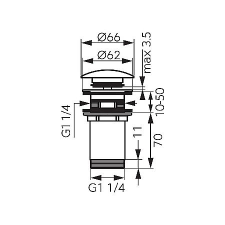 VENTIL LAVOAR CLICK CLACK CU PREAPLIN ROTONDO AURIU S285G FERRO [1]