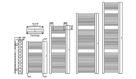 RADIATOR DE BAIE DREPT RADOX SCALA N 450X1000 [3]
