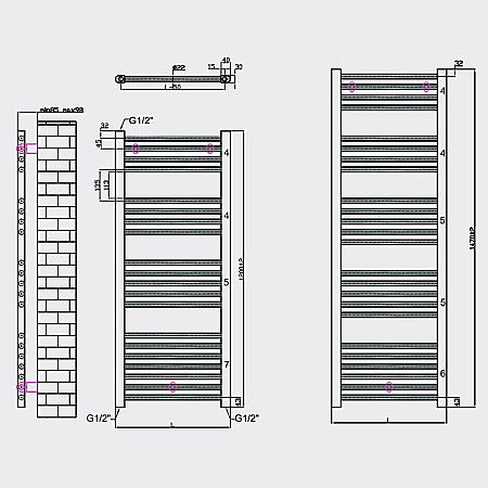 RADIATOR DE BAIE DREPT RADOX CELSIUS 500X1200 [3]