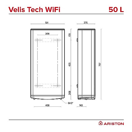BOILER ELECTRIC ARISTON VELIS TECH WIFI 50L 3100911 [6]