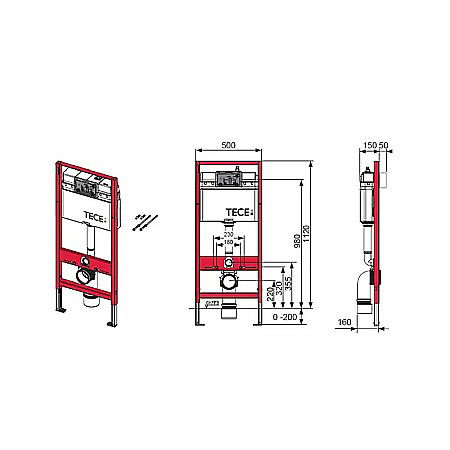 REZERVOR WC INCASTRAT TECEBASE 50X112CM CLAPETA DE ACTIONARE TECE NOW CROM LUCIOS SI SISTEM DE FIXARE INCLUSE 9400412 [1]