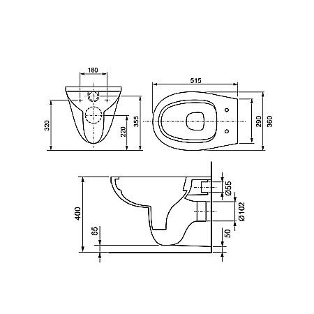 VAS WC SUSPENDAT RIMLESS CU CAPAC CU INCHIDERE LENTA TECE 9700018 [1]