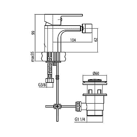 BATERIE BIDEU CU VENTIL NEGRU MAT LOFT VALVEX 2455940 [1]
