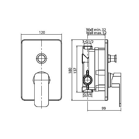 BATERIE INCASTRATA CADA DUS NEGRU MAT LOFT VALVEX 2455970 [1]