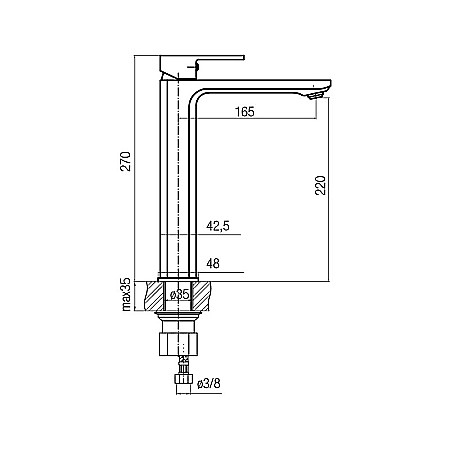 BATERIE LAVOAR INALTA FARA VENTIL CROM LOFT VALVEX 2454730 [1]