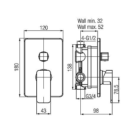 BATERIE CADA DUS INCASTRATA 3 FUNCTII CROM LOFT VALVEX 2408660 [1]