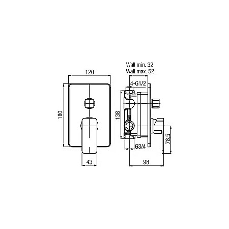BATERIE CADA-DUS INCASTRATA 3 FUNCTII AURIU LOFT VALVEX 2455560 [1]