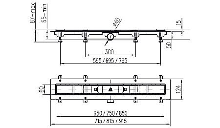 RIGOLA DUS LIV 850MM GRILA SANDARD/CUSTOM RAMA PLASTIC 674769 [1]