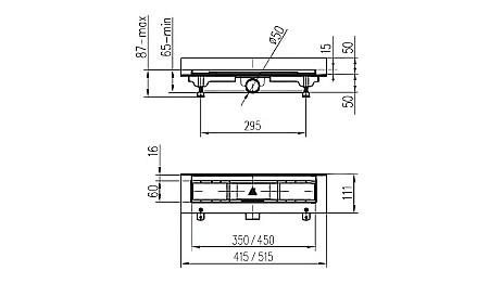 RIGOLA DUS LA PERETE LIV 450MM GRILA INOX ROUND RAMA INOX 674777 [1]