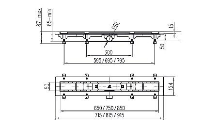 RIGOLA DUS LIV 650MM GRILA INOX VIBE RAMA INOX 674752 [1]
