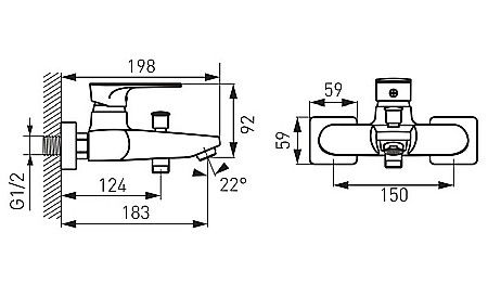 BATERIE CADA DUS FERRO BAQ1BLC PERETE ALGEO SQUARE NEGRA CROM FARA ACCESORII [1]