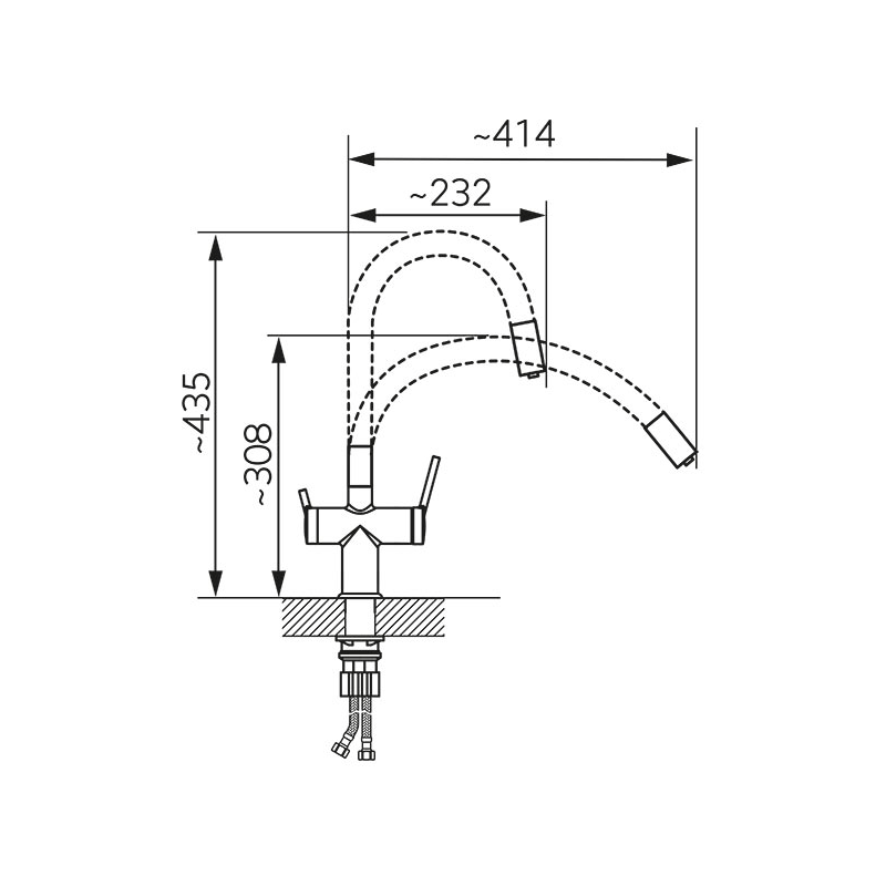 Baterie inalta pentru chiuveta cu apa filtrata negru/crom BFT41B [1]