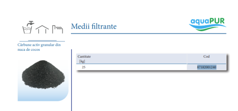 Consumabile Statii medii filtrante - Cărbune activ granular Valhoh din nucă de cocos 12×40, sac 25 kg