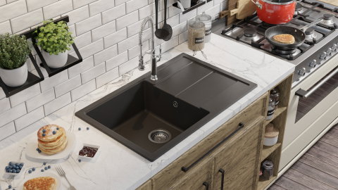 Chiuveta granit SanDonna Ewelina Bej / Nisip, 780x500x210 mm - imagine oficiala 1 [2]