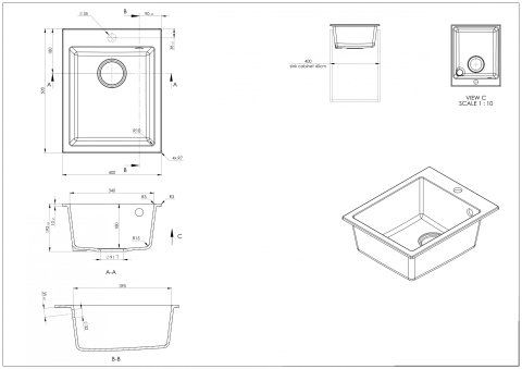 Chiuveta granit SanDonna Vesta Alb, 400x500x200 mm - imagine oficiala 1 [1]