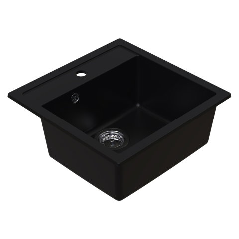 Chiuvete Bucatarie - Chiuveta granit Ulgranit ULG 480 Negru, 480x480x190 mm - imagine oficiala 1