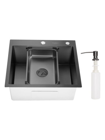 Obiecte Sanitare - Chiuveta handmade SanDonna HD5550 Negru, 55x50x23 cm - imagine oficiala 1