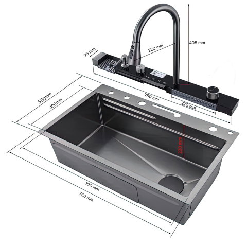 Chiuveta multifunctionala SanDonna HD7550 Auriu, 750 x 500 x 230 mm, cod 6427365015298 [10]