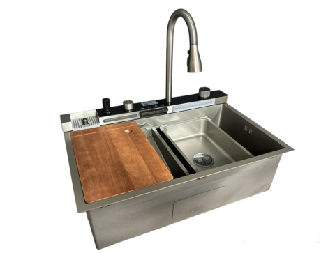 Chiuveta multifunctionala SanDonna HD7550 Crom satin / Inox, 750 x 500 x 230 mm, cod 6427365015274 [1]