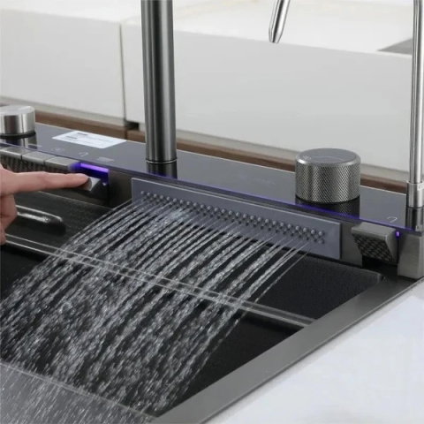 Obiecte Sanitare - Chiuveta multifunctionala SanDonna HD7550 Negru, 750 x 500 x 230 mm, cod 6427365015281