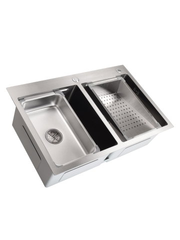 Obiecte Sanitare - Chiuveta handmade SanDonna HD7850DR Crom satin, 780x500x230 mm - imagine oficiala 1