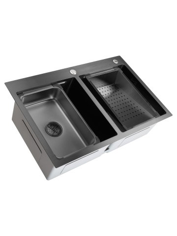 Obiecte Sanitare - Chiuveta handmade SanDonna HD7850DR Negru, 780x500x230 mm - imagine oficiala 1