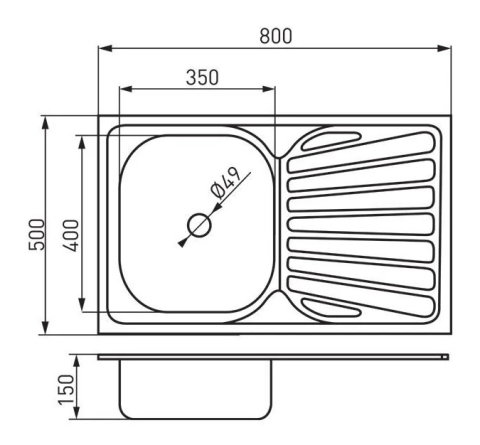 Chiuveta inox SanDonna PS8050 Stanga, 800x500x170 mm - imagine oficiala 1 [3]