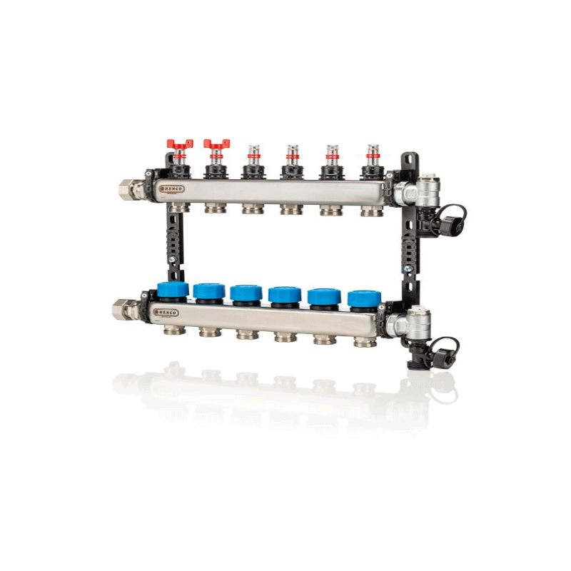 Incalzire in pardoseala - COLECTOR HENCO INOX 1"X5 CAI DEBITMETRE+CAP TERMINAL