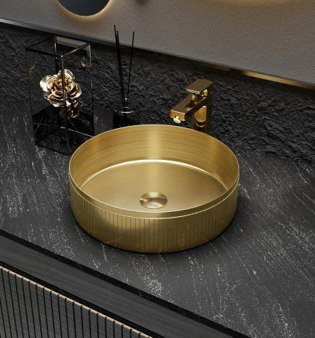 Lavoar handmade inox SanDonna HD400 Auriu, 400x400 mm, adancime 120 mm - imagine oficiala 1 [3]