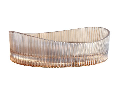 Obiecte Sanitare - Lavoar sticla securizata SanDonna Gala Gold GL35AM Auriu, 510 x 355 x 150 mm, cod 6427365016066
