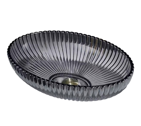 Obiecte Sanitare - Lavoar sticla securizata SanDonna Perla GL49A Negru, 510 x 350 x 150 mm, cod 6427365016035