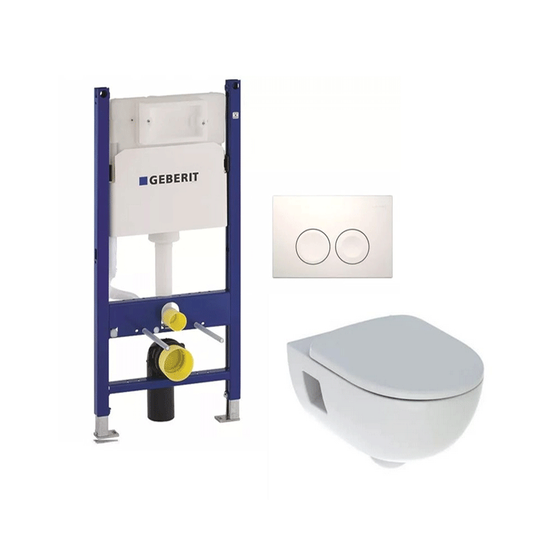 Obiecte Sanitare - Pachet rezervor wc ingropat Duofix Delta UP100 set fixare clapeta DElta 20 alb si set vas wc suspendat si capac WC soft close Selnova