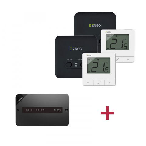 PACHET TERMOSTAT DE AMBIENT CU CONTROL PRIN INTERNET PENTRU 2 ZONE CU 2 POMPE DE CIRCULATIE ENGO ALB E20i-W+ECB2-230 [0]