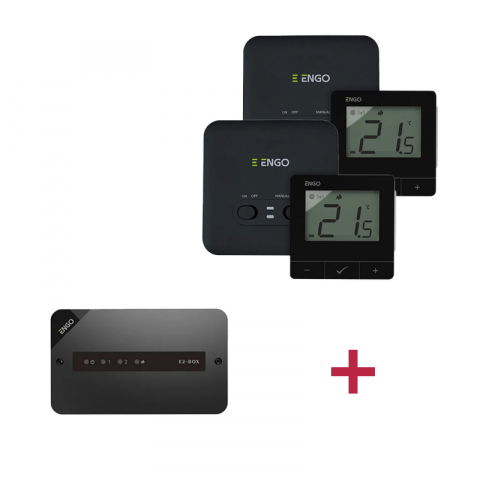 PACHET TERMOSTAT DE AMBIENT CU CONTROL PRIN INTERNET PENTRU 2 ZONE CU 2 POMPE DE CIRCULATIE ENGO NEGRU E20i-B+ECB2-230 [0]