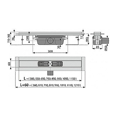 RIGOLA DUS 850MM ALCA INOX FARA GRATAR PROFESSIONAL APZ6-850 [1]