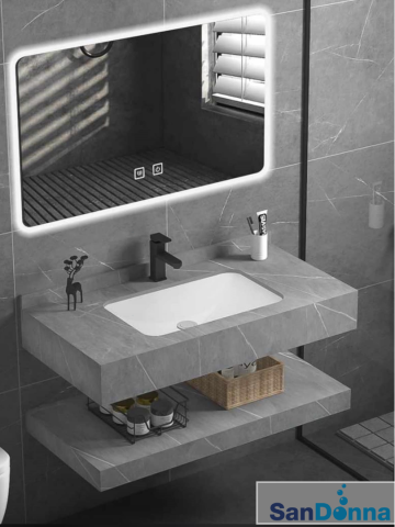 Seturi mobilier baie - Set mobilier baie SanDonna LUMI G 60 cm Gri - imagine oficiala 1
