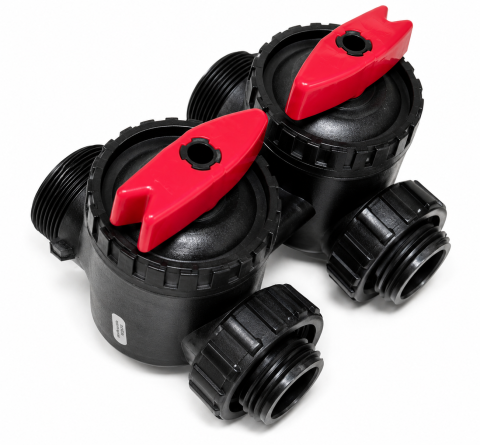 Statii dedurizare apa - Sistem bypass Clack V3006 cu doua robinete rosii, 1 inch, cod C9047