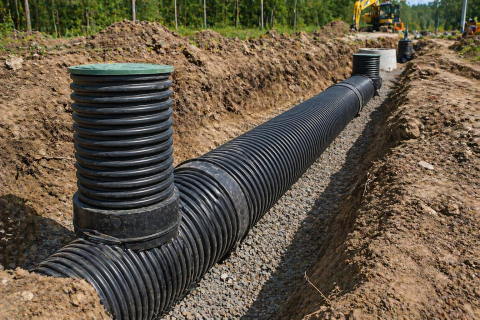 Teava corugata SN4 630 (interior530) pentru canalizare pvc BUCATA DE 4 METRI [10]