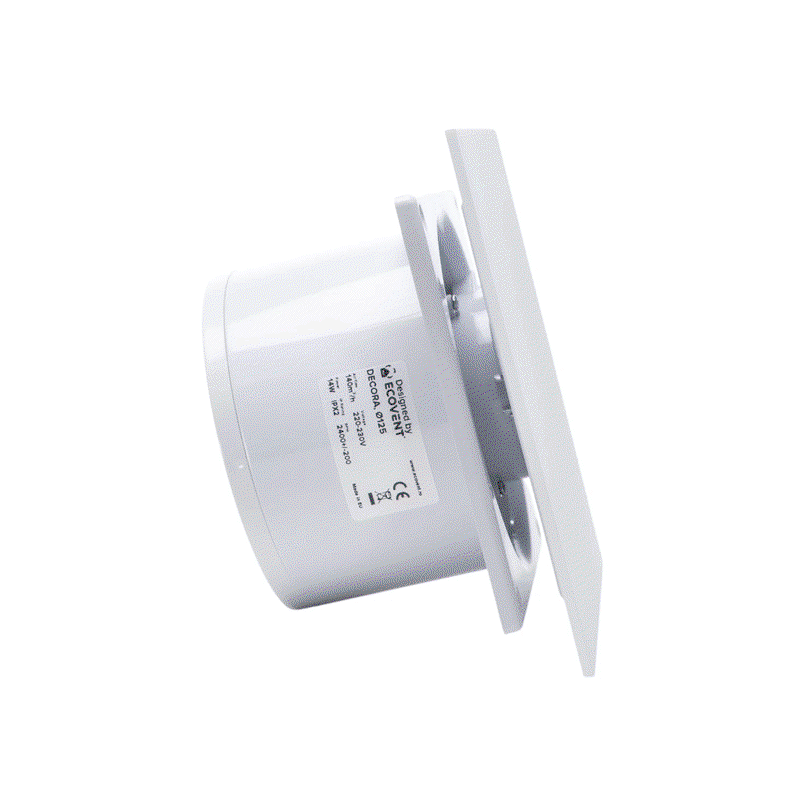 Ventilator baie Ecovent DECORA Ø125 Silent, senzor umiditate, timer, clapetă antiretur, 140 m³/h, alb [1]
