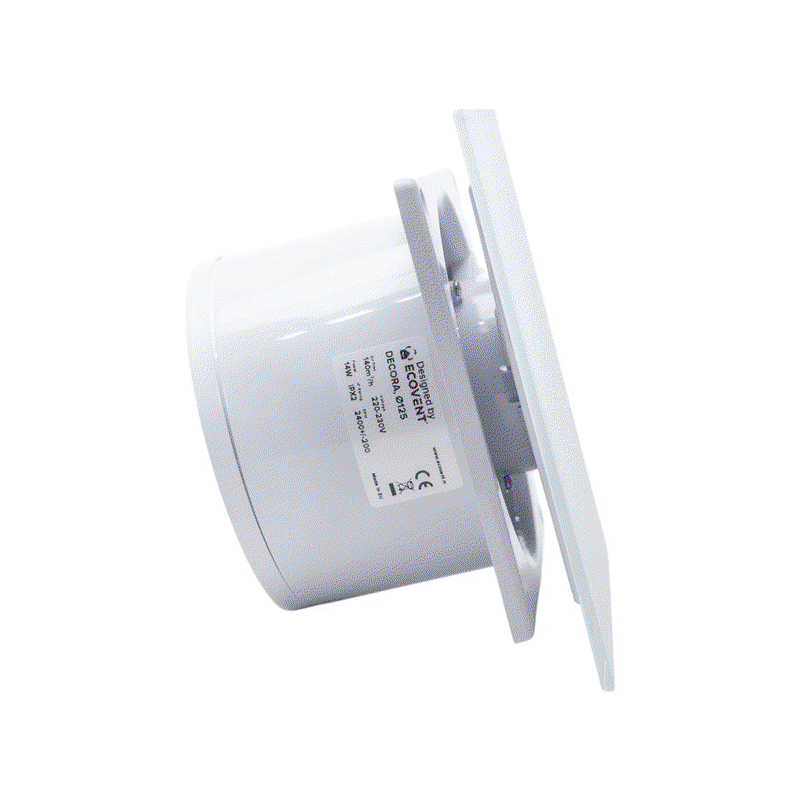 Ventilator baie Ecovent DECORA SMART Ø100 Super Silent cu senzor umiditate, timer și clapetă antiretur, 93 m³/h, alb [1]