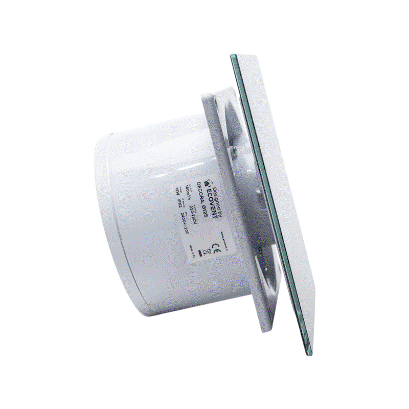 Ventilator baie Ecovent DECORA SMART Ø125 Super Silent cu senzor umiditate, timer și clapetă antiretur, 140 m³/h, negru mat [1]