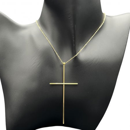 TOATE PRODUSELE - Colier Auriu Oversized Cu Pandantiv Cruce