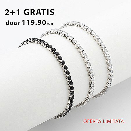 TOATE PRODUSELE - Set 3 Brățări Tennis Placate Cu Aur Alb