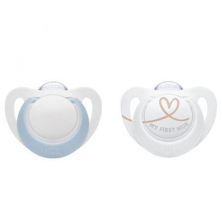 Biberoane tetine suzete - Suzeta Nuk Star Silicon 0-2 luni Bleu, Set 2 Bucati