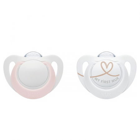 Biberoane tetine suzete - Suzeta Nuk Star Silicon 0-6 luni Roz, Set 2 Bucati