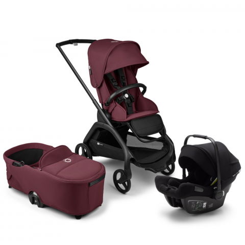 Carucioare copii - Carucior Bugaboo Dragonfly 3 in 1 Black/Dark Cherry