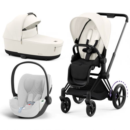 Carucioare copii - Carucior Cybex e-Priam 3 in 1 Off White