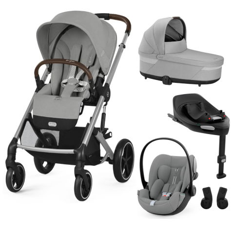 Carucioare copii - Pachet Black Friday Carucior Cybex Balios S Lux 4 in 1 Silver/Stone Grey cu Scoica Auto Cloud G i-Size Plus reclinabila