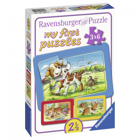Jucarii si jocuri copii - Puzzle Animalute, 3X6 Piese