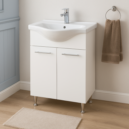 Baie - Baza si lavoar baie GN1531 - 60 cm alb cu usi